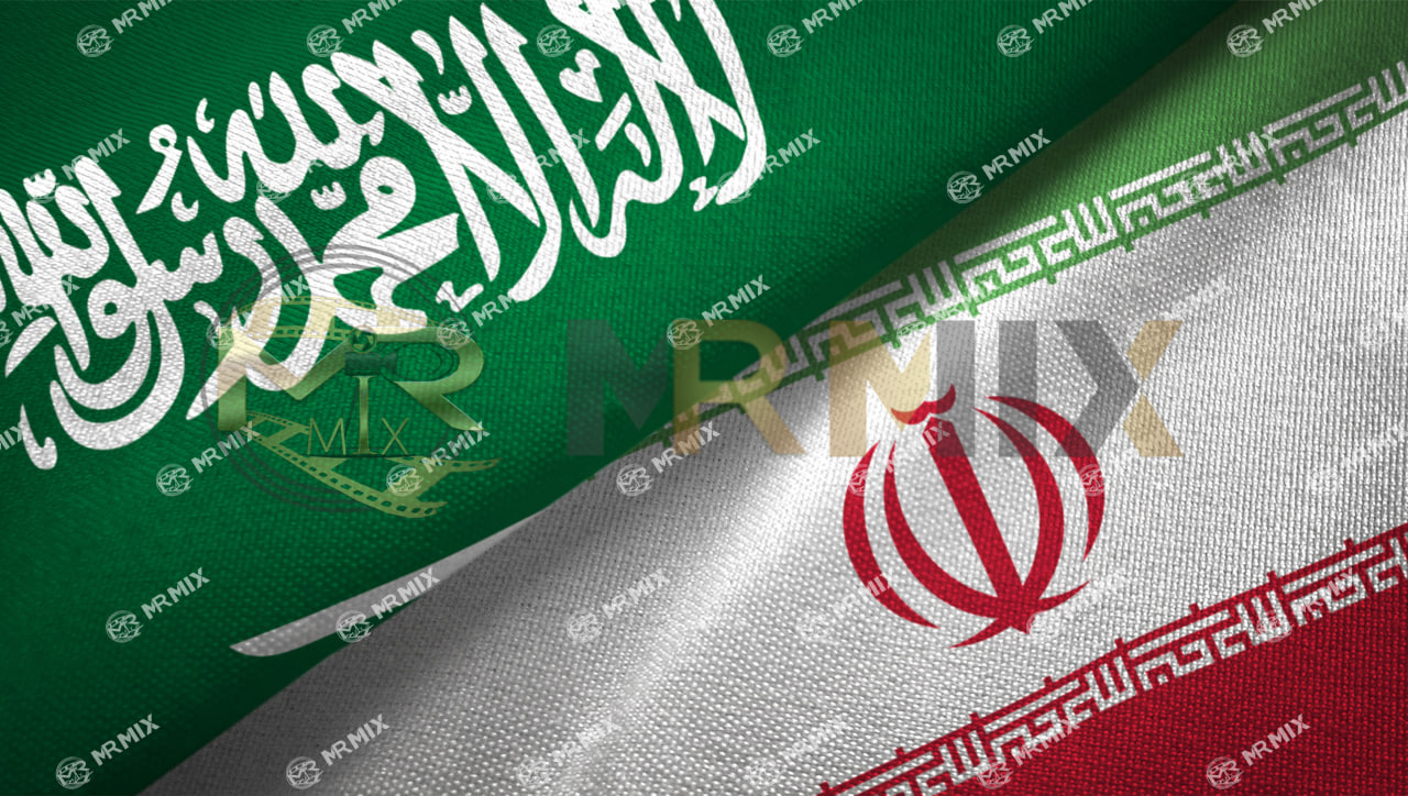 عکس استوک ایران و عربستان سعودی دو پرچم با هم عکس بافت پارچه ای