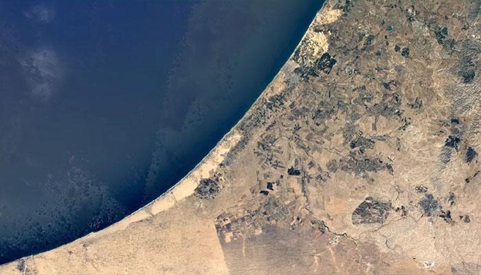 فوتیج گذر زمان توسعه شهر غزه از فضا
