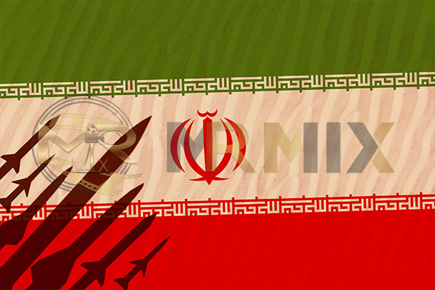 عکس پس زمینه رنگ آمیزی شده با پرچم ایران با تصویری از موشک