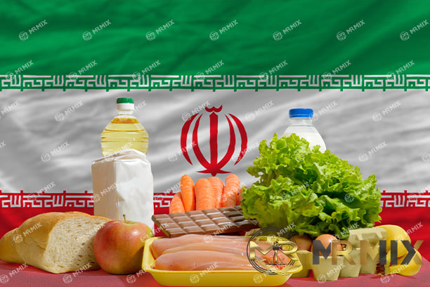 عکس استوک مواد غذایی در مقابل پرچم ملی ایران