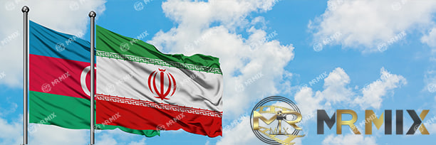 عکس پرچم جمهوری آذربایجان و ایران در باد