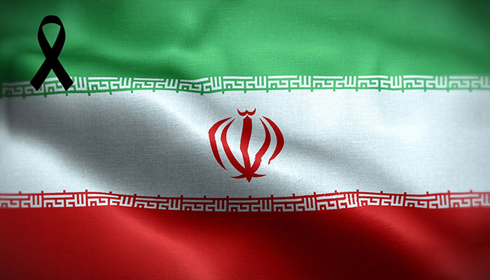 فوتیج پرچم ایران با روبان مشکی