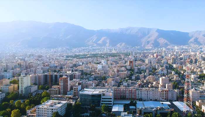 فوتیج نمای هوایی پهپاد از آپارتمان ها در تهران
