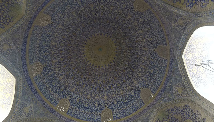 فوتیج حرکت دوربین داخل گنبد مسجد نقش جهان
