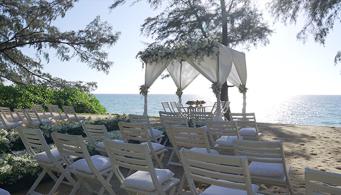 فوتیج دکور عروسی ساحل گل های ساحلی
