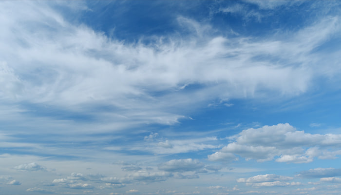فوتیج ابرهایی با آسمان آبی روشن در افق