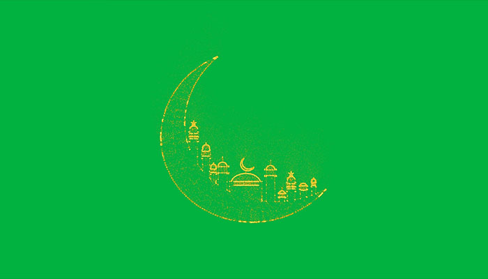 فوتیج پرده سبز بک گراند هلال ماه رمضان