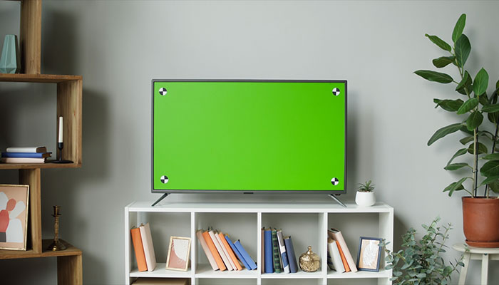 فوتیج پرده سبز تلویزیون جدید با نمای نزدیک