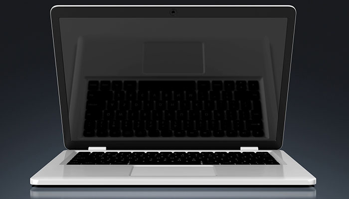 فوتیج کامپیوتر لپ تاپ با صفحه سبز در پس زمینه خاکستری