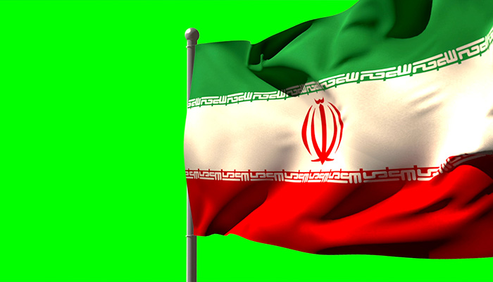 فوتیج پرده سبز اهتزاز پرچم ملی ایران بر روی میله