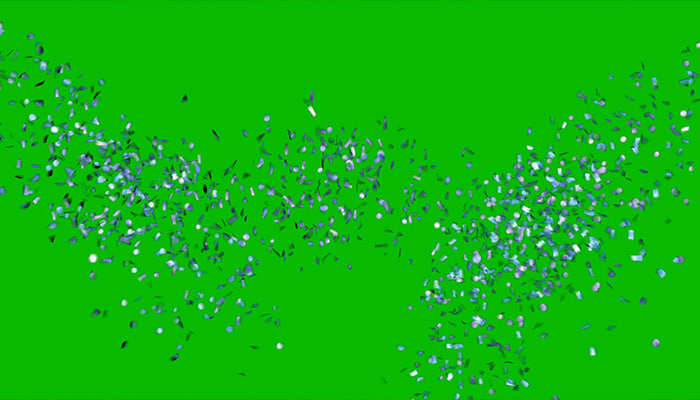 فوتیج پرده سبز انفجار کانفتی پاستیلی آبی رنگ