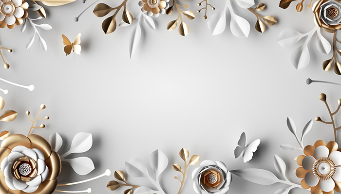 فوتیج قاب تزئینی گل های کاغذی با فضای خالی برای متن