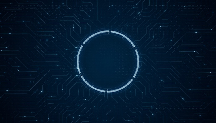 فوتیج لوگو موشن مدار آبی با دایره فناوری
