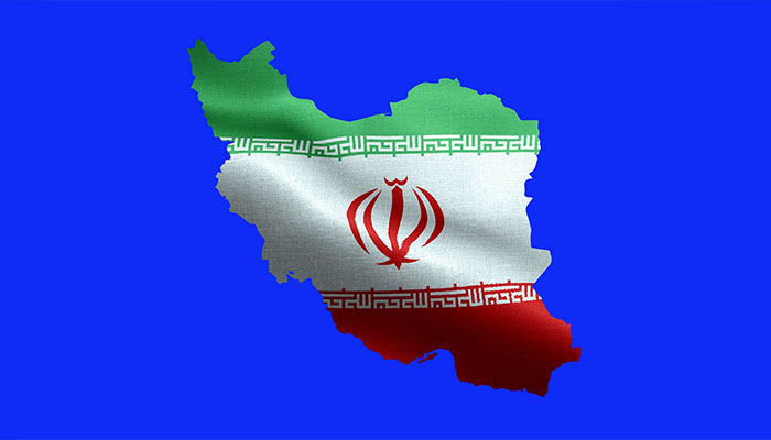 فوتیج اهتزاز پرچم ملی ایران بر روی نقشه