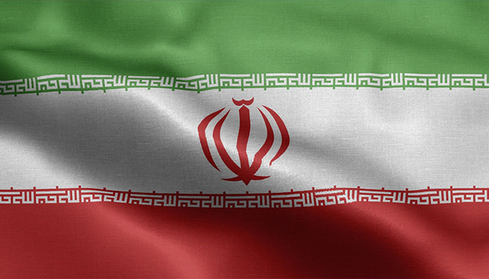فوتیج پرچم ایران با جزئیات بافت پارچه ای