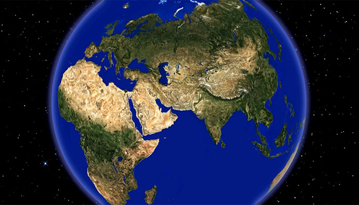 فوتیج کره زمین و زوم بر نقشه ایران