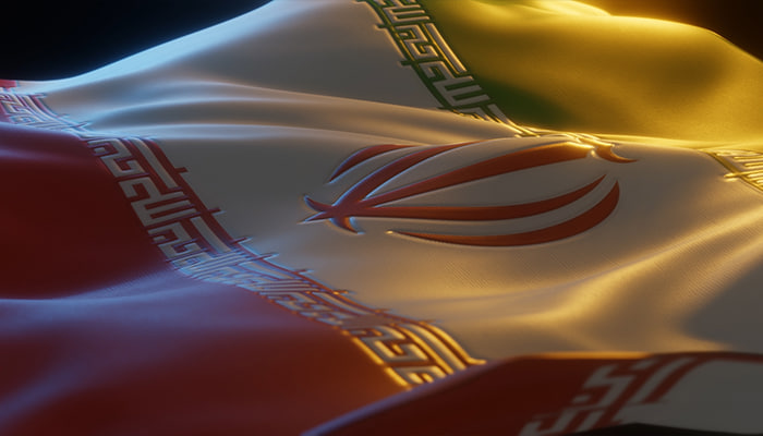 فوتیج پرچم ایران سه بعدی از زاویه ضلع پایین