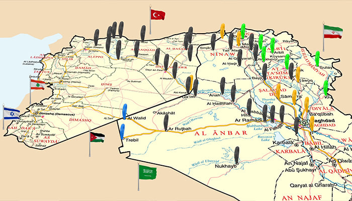 فوتیج موشن گرافیک نقشه عراق و سوریه