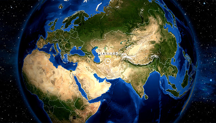 فوتیج زوم زمین در نقشه - ایران مشهد 
