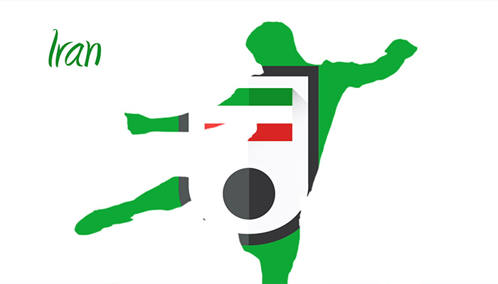 موشن گرافیک بازیکن فوتبال به همراه پرچم ایران