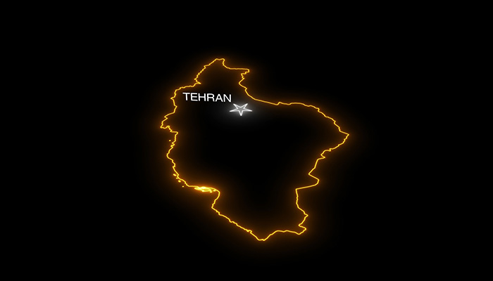 فوتیج زمین متحرک سه بعدی واقع گرایانه مرزهای کشور ایران و پایتخت تهران