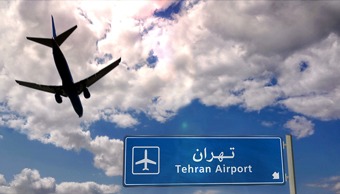 فوتیج موشن گرافیک فرود هواپیما در در فرودگاه تهران، ایران