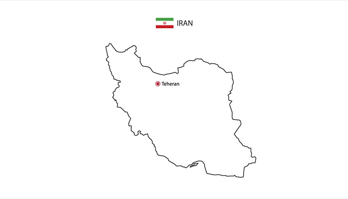 فوتیج موشن گرافیک نقشه ایران و شهر تهران با پرچم ایران با پس زمینه سفید