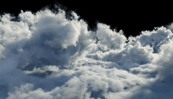فوتیج بک گراند پرواز در میان ابرهای سینمایی با پس زمینه سیاه