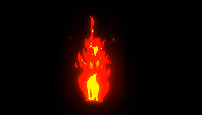 فوتیج انیمیشن سوزاندن شعله آتش پس زمینه مشکی