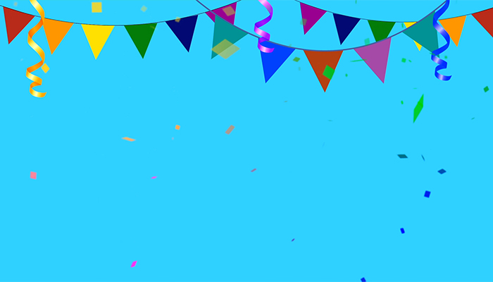 فوتیج ریسه رنگارنگ جشن تولد با پس زمینه آبی
